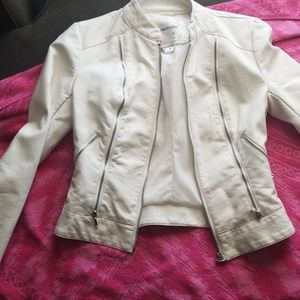 White faux leather jacket